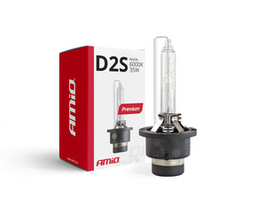 Amio - Λάμπα Xenon D2S 6000K 35W 12V Premium για αντικατάσταση εργοστασιακών και aftermarket xenon με καθαρό λευκό φωτισμό και σταθερή απόδοση χωρίς τροποποιήσεις - 1 Τεμ. (01976/AM)