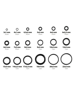 ΛΑΣΤΙΧΑΚΙΑ O-RING ΚΑΣΕΤΙΝΑ 18 ΔΙΑΦΟΡΕΤΙΚΩΝ ΔΙΑΣΤΑΣΕΩΝ 225ΤΕΜ.