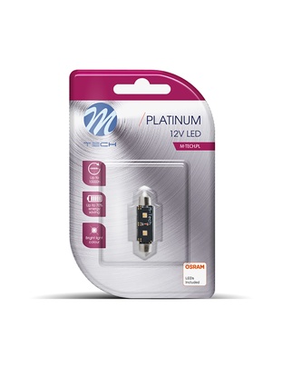 ΛΑΜΠΑΚΙΑ ΠΛΑΦΟΝΙΕΡΑΣ C5W 12V SV8.5 3,2W 420lm 36mm 2xHP LED OSRAM ΛΕΥΚΟ BLISTER 1ΤΕΜ. M-TECH