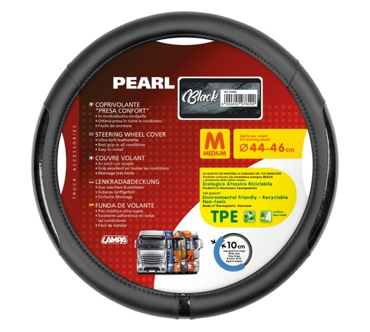 ΚΑΛΥΜΜΑ ΤΙΜΟΝΙΟΥ ΦΟΡΤΗΓΟΥ PEARL BLACK ΔΕΡΜΑΤΙΝΗ ΜΑΥΡΟ (M) 44-46cm ΟΙΚΟΛΟΓΙΚΟ ΚΑΙ ΑΟΣΜΟ
