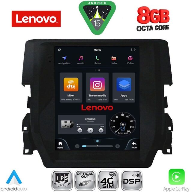 LENOVO SSW 10975_CPA TESLA STYLE for HONDA CIVIC mod. 2016-2021