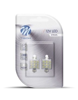 ΛΑΜΠΑΚΙΑ ΠΛΑΦΟΝΙΕΡΑΣ C5W/C10W 12V 1,44W SV8,5 41mm PREMIUM LED 9xSMD5050 ΛΕΥΚΟ BLISTER 2ΤΕΜ. M-TECH