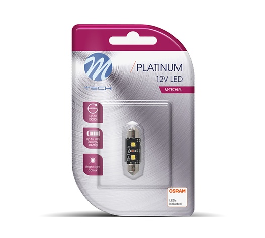 ΛΑΜΠΑΚΙΑ ΠΛΑΦΟΝΙΕΡΑΣ C5W 12V SV8.5 3,2W 420lm 41mm 2xHP LED OSRAM ΛΕΥΚΟ BLISTER 1ΤΕΜ. M-TECH