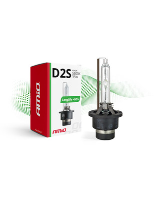 Amio - Λάμπα Xenon D2S 5500K 35W 12V LongLife +60% για αντικατάσταση εργοστασιακών και aftermarket xenon με μεγαλύτερη διάρκεια ζωής και σταθερή απόδοση - 1 Τεμ. (01974/AM)