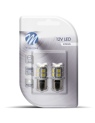 P21W 12V BA15s LED 13xSMD5050 ΛΕΥΚΟ (ΜΟΝΟΠΟΛΙΚΟ) BLISTER 2ΤΕΜ. M-TECH