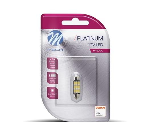 ΛΑΜΠΑΚΙΑ ΠΛΑΦΟΝΙΕΡΑΣ C5W 12V SV8.5 3,2W 450lm 36mm 9xSMD5630 LED OSRAM ΛΕΥΚΟ 1ΤΕΜ. M-TECH