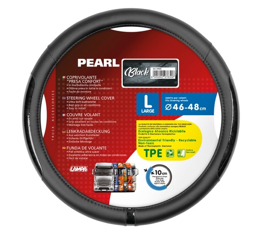 ΚΑΛΥΜΜΑ ΤΙΜΟΝΙΟΥ ΦΟΡΤΗΓΟΥ PEARL BLACK ΔΕΡΜΑΤΙΝΗ ΜΑΥΡΟ (L) 46-48cm ΟΙΚΟΛΟΓΙΚΟ ΚΑΙ ΑΟΣΜΟ