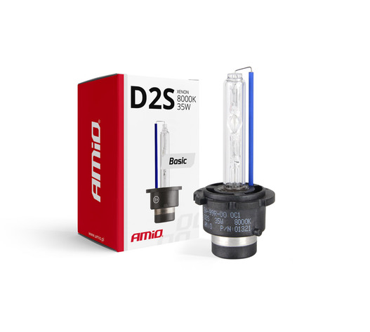 Amio - Ανταλλακτική Λάμπα D2S Xenon 12V 35W 8000K Basic Σειρά P32d-2 Μπλε-Λευκό Φως για Φώτα Αυτοκινήτου - 1 τεμ. (01321/AM)