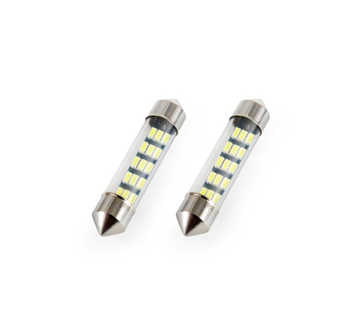 Amio - Λαμπάκια Πλαφονιέρας LED 15xSMD τύπου C5W τάση λειτουργίας 12V απόδοσης 0.6W μήκος 39mm χρώμα λευκό για Επιβατικά Αυτοκίνητα - 2 τεμ. (01091/AM)
