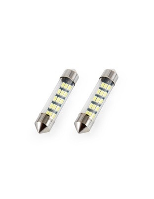 Amio - Λαμπάκια Πλαφονιέρας LED 15xSMD τύπου C5W τάση λειτουργίας 12V απόδοσης 0.6W μήκος 39mm χρώμα λευκό για Επιβατικά Αυτοκίνητα - 2 τεμ. (01091/AM)