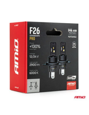 AMiO - Λάμπες LED F26 Pro Series H4/H19 12/24V 68W 2900-3550lm 6.000K Full Can-Bus Plug&Play - 2 Τεμ. (04871/AM)