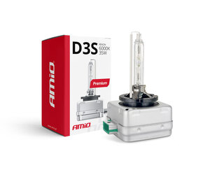 Amio - Λάμπα Xenon D3S 6000K 35W 12V Premium για αντικατάσταση εργοστασιακών και aftermarket xenon με καθαρό λευκό φωτισμό και σταθερή απόδοση με ενσωματωμένο igniter - 1 Τεμ. (01979/AM)