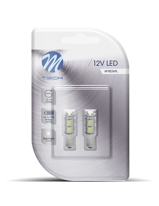 T4W 12V 2,16W BA9s (ΜΙΝΙΟΝ) LED 9xSMD5050 ΛΕΥΚΟ BLISTER 2ΤΕΜ. M-TECH