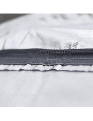 Amio - Κουκούλα Αυτοκινήτου Cotton 120g με φερμουάρ διάσταση 430 x 165 x 120 cm χρώμα ασημί μέγεθος Medium για Επιβατικά Αυτοκίνητα - 1 τεμ. (01110/AM)