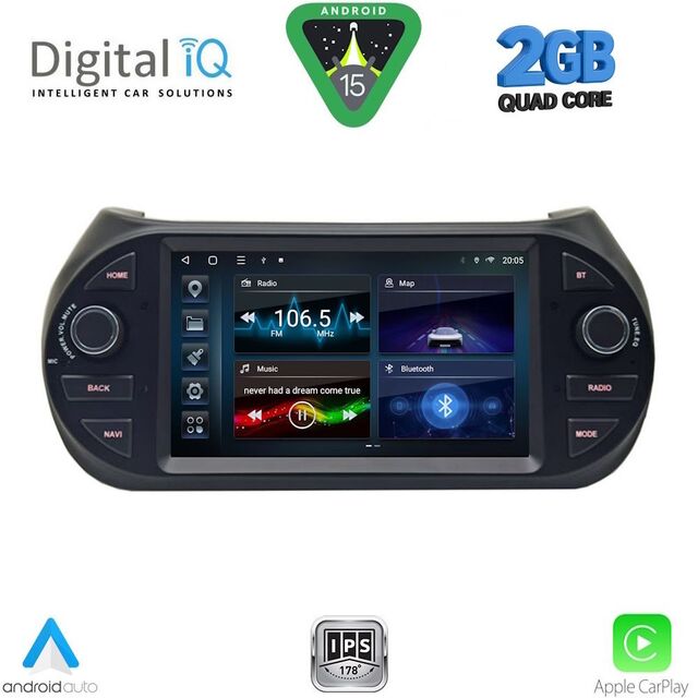 DIGITAL IQ BLD 092_CPA (7" DECK) MULTIMEDIA for CT NEMO – FT FIORINO-QUBO – PG BIPPER mod. 2008-2018