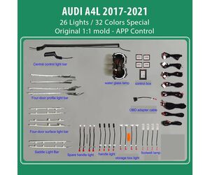 DIQ AMBIENT AUDI A4L LASER (8W) mod. 2017-2021 (Digital iQ Ambient Light for Audi A4L mod. 2017-2021, 26 Lights)