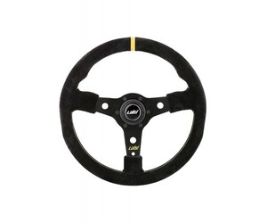 ΤΙΜΟΝΙ RACING CORSA 350mm ΤΡΙΑΚΤΙΝΟ ΣΟΥΕΤ ΜΑΥΡΟ LUISI