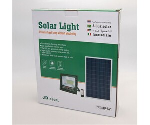 ΠΡΟΒΟΛΕΑΣ ΣΕΤ ΜΕ ΠΑΝΕΛ SOLAR 300W 6500K IP67 JD-8300L