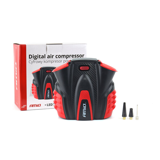 Amio - ΚΟΜΠΡΕΣΕΡ ΑΕΡΑ 12V 10bar/150psi ΜΕ 3 ΑΝΤΑΠΤΟΡΕΣ ΚΑΙ ΨΗΦΙΑΚΗ ΕΝΔΕΙΞΗ ACOMP-16 - 1 τεμ. (02641/AM)