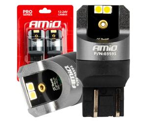 Amio - ΛΑΜΠΑΚΙΑ W21/5W 7443 12/24V 6.000K 4xSMD LED CAN-BUS ΛΕΥΚΟ PRO SERIES - 2 Τεμ. (03591/AM)