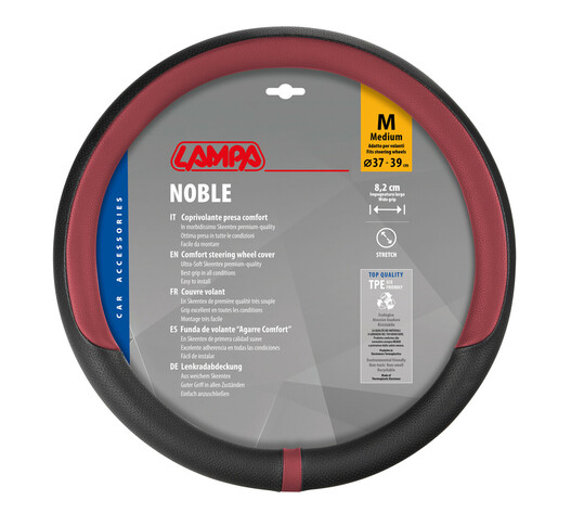 Lampa - Κάλυμμα Τιμονιού NOBLE (M) 37/39cm Μαύρο / Κόκκινο άοσμο διάτρητο αντιολισθητικό μαλακό ultra soft Skeentex - 1 τεμ. (L3290.3)