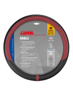 Lampa - Κάλυμμα Τιμονιού NOBLE (M) 37/39cm Μαύρο / Κόκκινο άοσμο διάτρητο αντιολισθητικό μαλακό ultra soft Skeentex - 1 τεμ. (L3290.3)