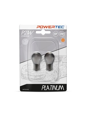 P21W 12V 21W BA15s 3.500K ΜΟΝΟΠΟΛΙΚΟ ΧΡΩΜΙΟ ΚΑΘΡΕΠΤΗΣ ΠΟΡΤΟΚΑΛΙ ΑΛΟΓΟΝΟΥ POWERTECK PLATINUM 2ΤΕΜ.