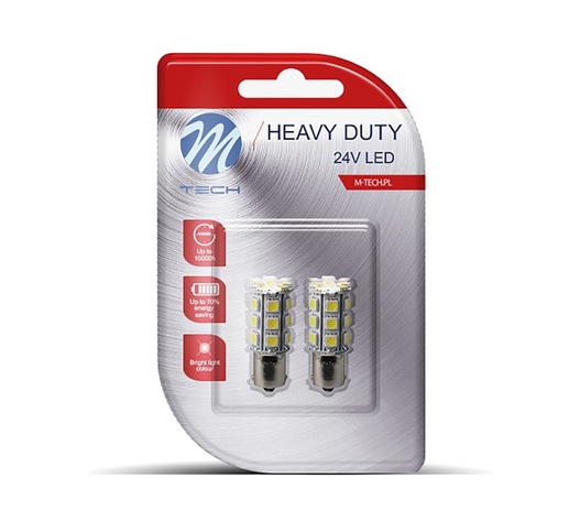 R5W/R10W 24V 5,9W BA15s LED 24xSMD5050 ΛΕΥΚΟ (ΜΟΝΟΠΟΛΙΚΟ) BLISTER 2ΤΕΜ. M-TECH