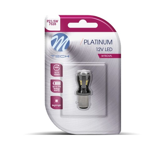 P21/5W 12/24V BAY15d 14xSMD2835 3,0W LED ΛΕΥΚΟ CAN-BUS BLISTER  M-TECH - 1 ΤΕΜ.