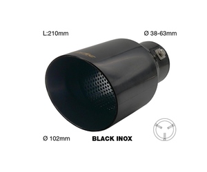 ΑΚΡΟ (ΜΠΟΥΚΑ) ΕΞΑΤΜΙΣΗΣ INOX ΜΑΥΡΗ ΣΤΡΟΓΓΥΛΗ 38>63mm (ΜΗΚΟΣ: 210mm/ ΔΙΑΜΕΤΡΟΣ ΕΞΩΤΕΡΙΚΗ 102mm)​ SIMONI RACING - 1 TEM.