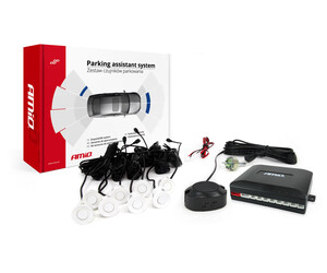 Amio – Σύστημα Παρκαρίσματος 12V με 8 Αισθητήρες 22mm Λευκό & Buzzer για Ακριβές και Ασφαλές Παρκάρισμα σε Καθημερινή Χρήση – 1 Τεμ. (01599/AM)