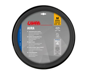 Lampa - Κάλυμμα Τιμονιού AURA (M) 37/39cm Μαύρο ένθετο με γυαλάδα άοσμο μαλακό Skeentex - 1 τεμ. (L3290.5)