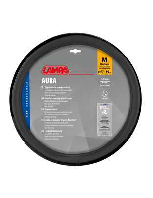 Lampa - Κάλυμμα Τιμονιού AURA (M) 37/39cm Μαύρο ένθετο με γυαλάδα άοσμο μαλακό Skeentex - 1 τεμ. (L3290.5)