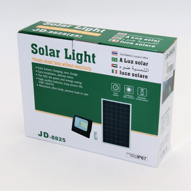 ΠΡΟΒΟΛΕΑΣ ΣΕΤ ΜΕ ΠΑΝΕΛ SOLAR 25W 6500K IP67 JD-8825
