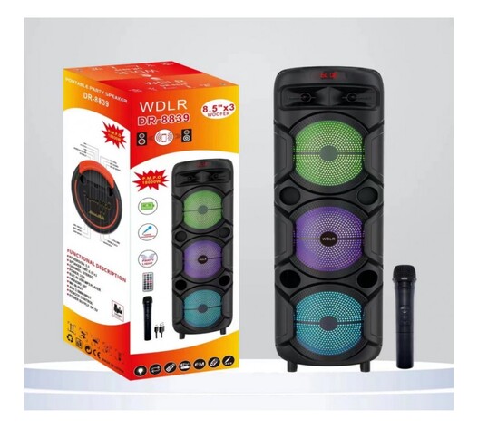 ΦΟΡΗΤΟ ΗΧΕΙΟ SUBWOOFER 3x8.5'' ΜΕ ΣΥΣΤΗΜΑ ΚΑΡΑΟΚΕ DR-8839