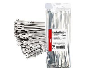 Amio - ΔΕΜΑΤΙΚΑ/ΔΕΤΙΚΑ ΚΑΛΩΔΙΩΝ TIE WRAP (ΤΑΙΡΑΠ) ΜΕΤΑΛΛΙΚΑ 4,6 x 250mm - 100 ΤΕΜ. (04322/AM)