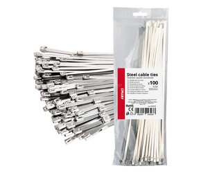Amio - ΔΕΜΑΤΙΚΑ/ΔΕΤΙΚΑ ΚΑΛΩΔΙΩΝ TIE WRAP (ΤΑΙΡΑΠ) ΜΕΤΑΛΛΙΚΑ 4,6 x 300mm - 100 ΤΕΜ. (04323/AM)