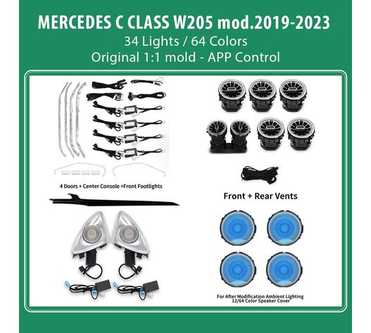 DIQ AMBIENT 8161 DCP2 (FK) - BENZ C (W205) (Digital iQ Ambient Light for Mercedes C (W205) mod. 2019-2023 with 34 Lights FULLKIT)