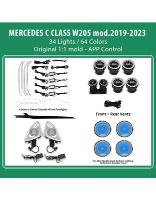DIQ AMBIENT 8161 DCP2 (FK) - BENZ C (W205) (Digital iQ Ambient Light for Mercedes C (W205) mod. 2019-2023 with 34 Lights FULLKIT)