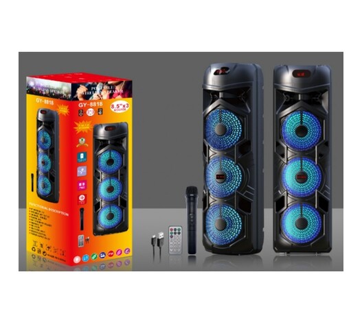 ΦΟΡΗΤΟ ΗΧΕΙΟ SUBWOOFER 3x8.5'' ΜΕ ΣΥΣΤΗΜΑ ΚΑΡΑΟΚΕ GY-8818