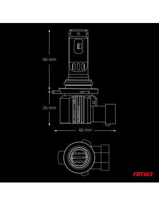 AMiO - Λάμπες LED F26 Pro Series HIR2 9012 12/24V 68W 2900-3550lm 6.000K Full Can-Bus Plug&Play - 2 Τεμ. (04876/AM)