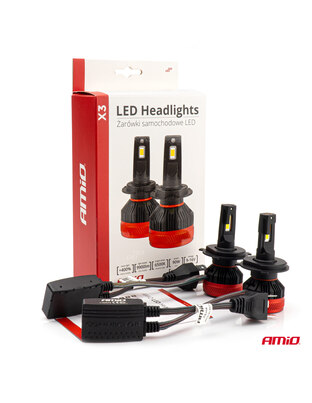 Amio - ΛΑΜΠΕΣ LED H4 10-16V 90W 6.500K 9900lm CAN BUS (ME ΑΝΕΜΙΣΤΗΡΑΚΙ) X3 SERIES - 2ΤΕΜ. (02979/AM)
