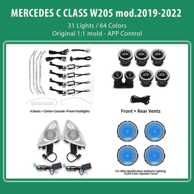 DIQ AMBIENT 8161 DCP - BENZ C (W205) (Digital iQ Ambient Light for Mercedes C (W205) mod. 2019-2022 with 31 Lights)