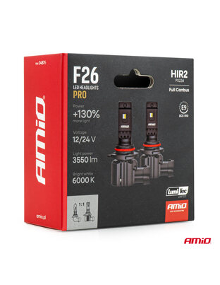AMiO - Λάμπες LED F26 Pro Series HIR2 9012 12/24V 68W 2900-3550lm 6.000K Full Can-Bus Plug&Play - 2 Τεμ. (04876/AM)