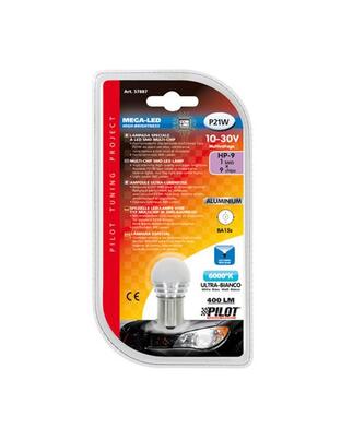 P21W 10-30V BA15s 400lm ΜΟΝΟΠΟΛΙΚΟ ΛΕΥΚΟ ΔΙΑΘΛΑΣΗΣ MEGA-LED 9 BLISTER 1ΤΕΜ.