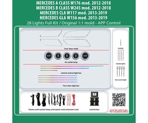 DIQ AMBIENT BENZ BC13M3 FULL KIT (Digital iQ Ambient Light MERCEDES A-B-CLA-GLA mod. 2012-2020, 28 Lights Full Kit)