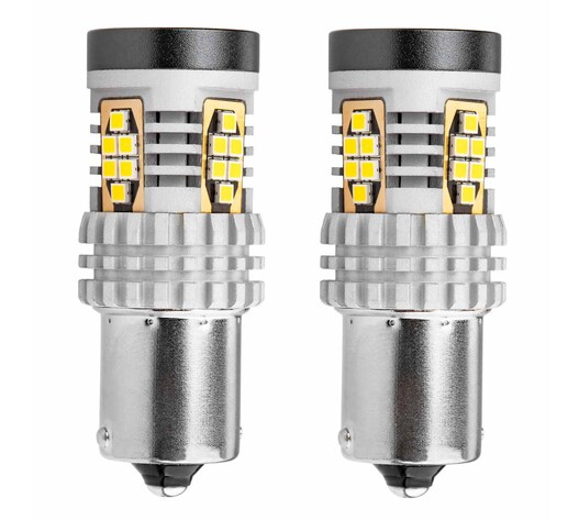 Amio - ΛΑΜΠΑΚΙΑ ΜΟΝΟΠΟΛΙΚΑ LED ΛΕΥΚΑ CAN-BUS P21W BA15S 12/24V 24xSMD 3020 - 2 TEM. (02797/AM)