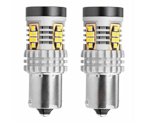 Amio - ΛΑΜΠΑΚΙΑ ΜΟΝΟΠΟΛΙΚΑ LED ΛΕΥΚΑ CAN-BUS P21W BA15S 12/24V 24xSMD 3020 - 2 TEM. (02797/AM)