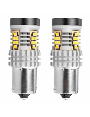 Amio - ΛΑΜΠΑΚΙΑ ΜΟΝΟΠΟΛΙΚΑ LED ΛΕΥΚΑ CAN-BUS P21W BA15S 12/24V 24xSMD 3020 - 2 TEM. (02797/AM)