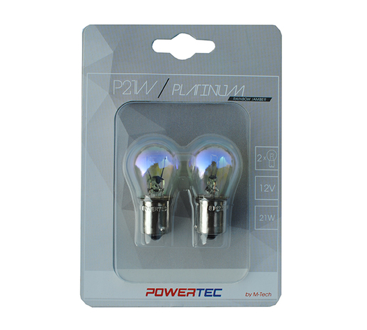 P21W 12V 21W BA15s ΜΟΝΟΠΟΛΙΚΟ RAINBOW POWERTECK PLATINUM 2ΤΕΜ.